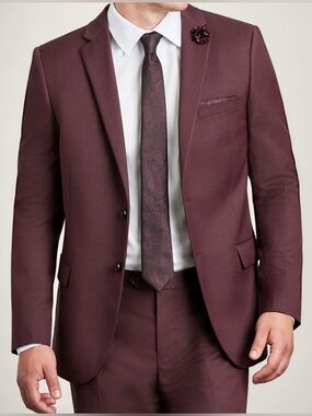 Grafton Men’s Burgundy Slim Fit Suit 34W Maroon Prom Graduation Modern Utility